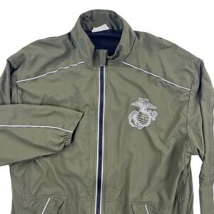 US‎ Marines Running Jacket Men's SMALL Green Full Zip Lightweight Windbreaker